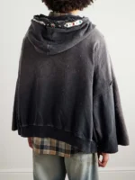 Distressed Cotton Zip Up Hoodie - 1