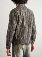 Distressed Denim Jacquard Jacket - 1