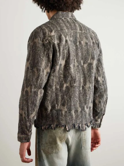 Distressed Denim Jacquard Jacket - 1