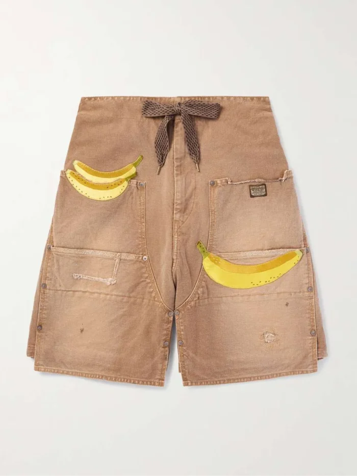Distressed Panelled Denim Shorts
