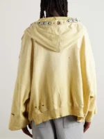 Distressed Yellow Zip Up Hoodie - 1