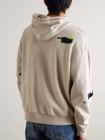 Embroidered Cotton-Jersey Hoodie - 1