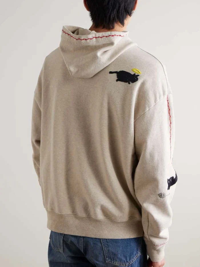 Embroidered Cotton-Jersey Hoodie - 1