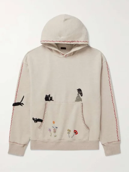 Embroidered Cotton-Jersey Hoodie