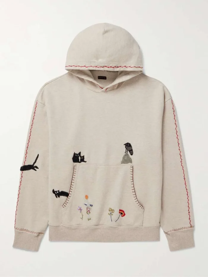 Embroidered Cotton-Jersey Hoodie