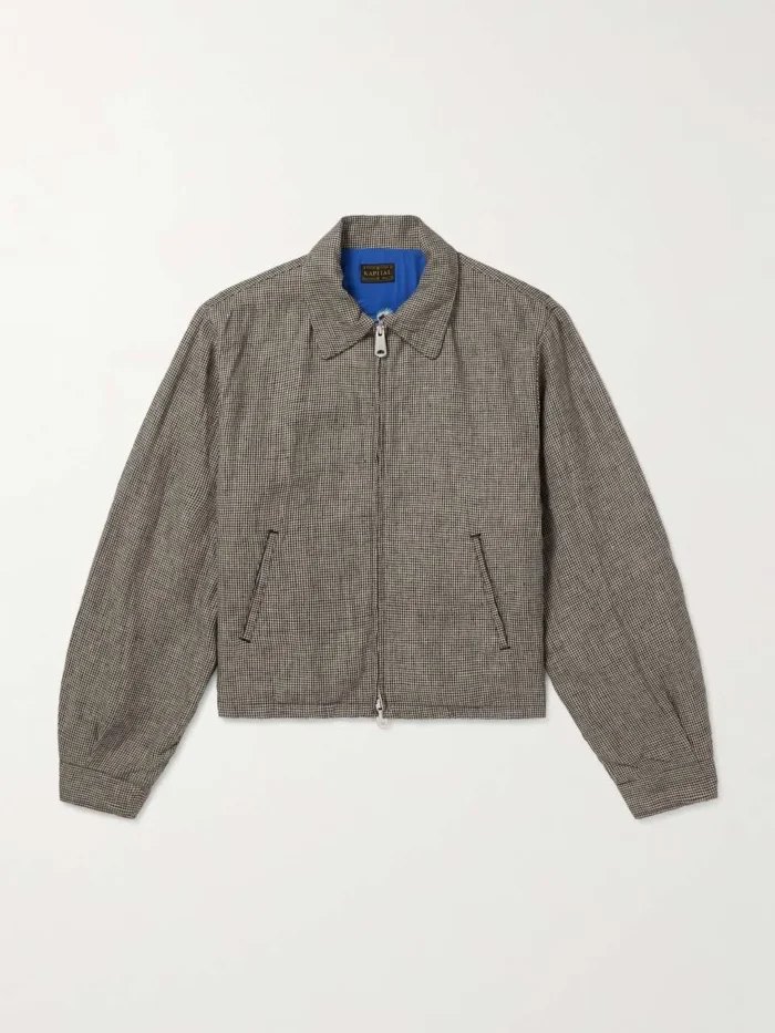 Houndstooth Linen Blouson Jacket